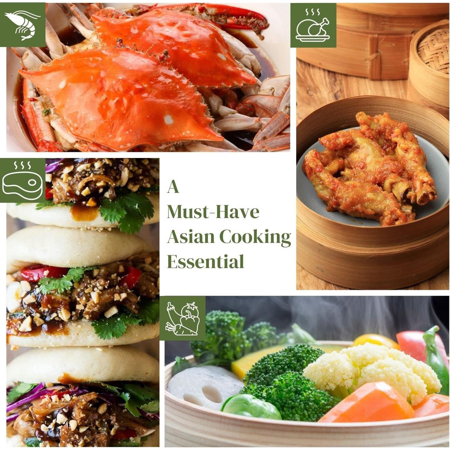 Cesta de Vapor de Bambú Flexzion 25.4 cm + 50 Forros + Palillos