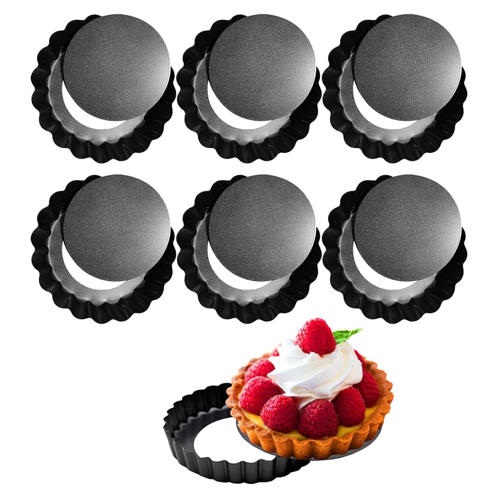 Paquete de 6 Moldes para Tartas Mini CFGUK 10 cm Antiadherente