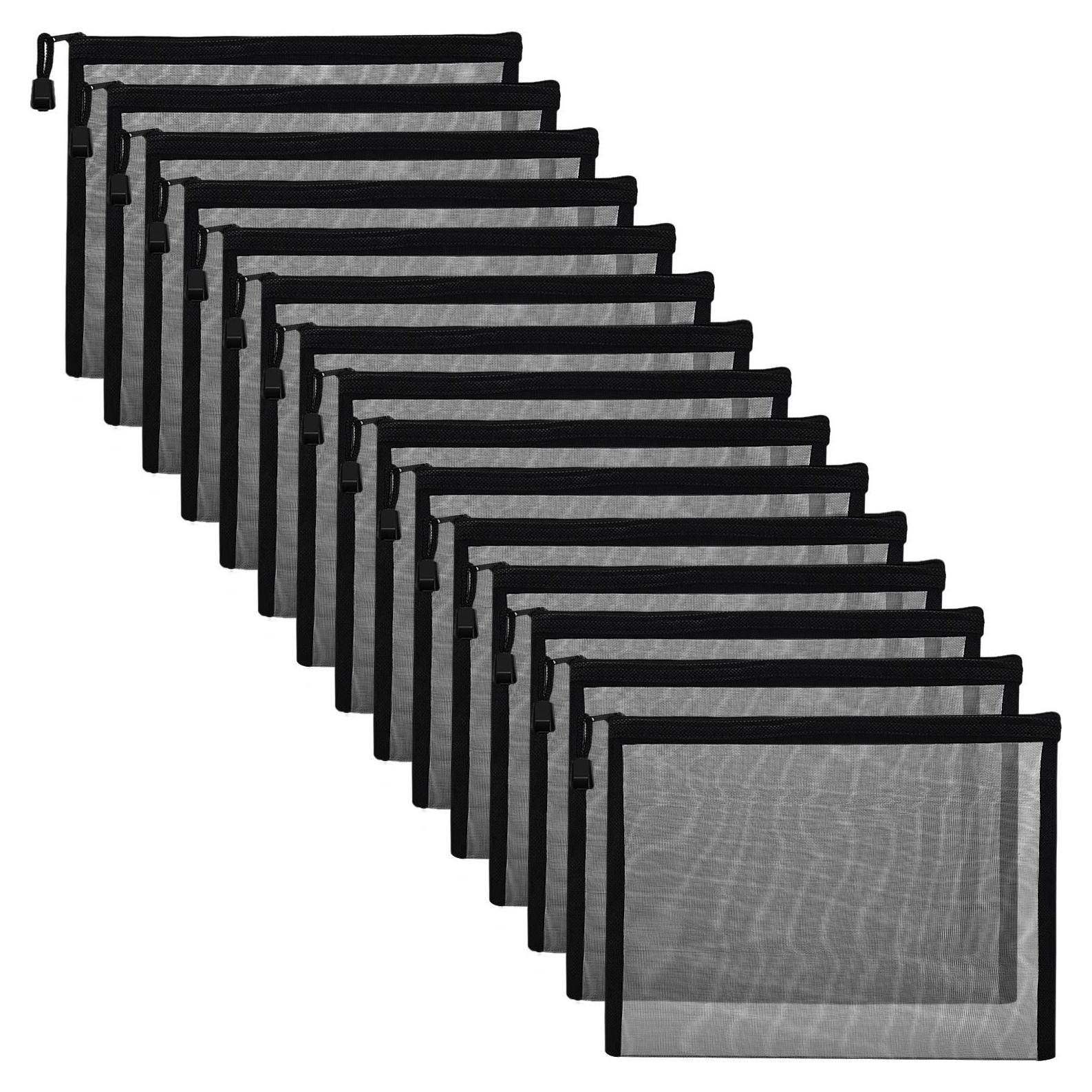 Outus 15 Bolsas de Malla con Cremallera Organizador Negro 24.1x18 cm
