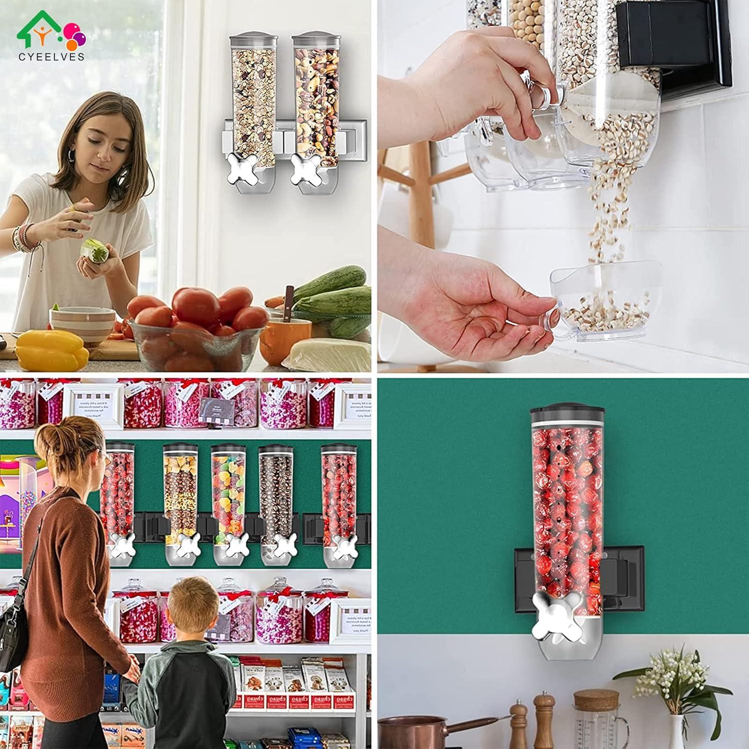 Dispensador de Cereal Cyeelves 1.5L Montado en Pared Negro