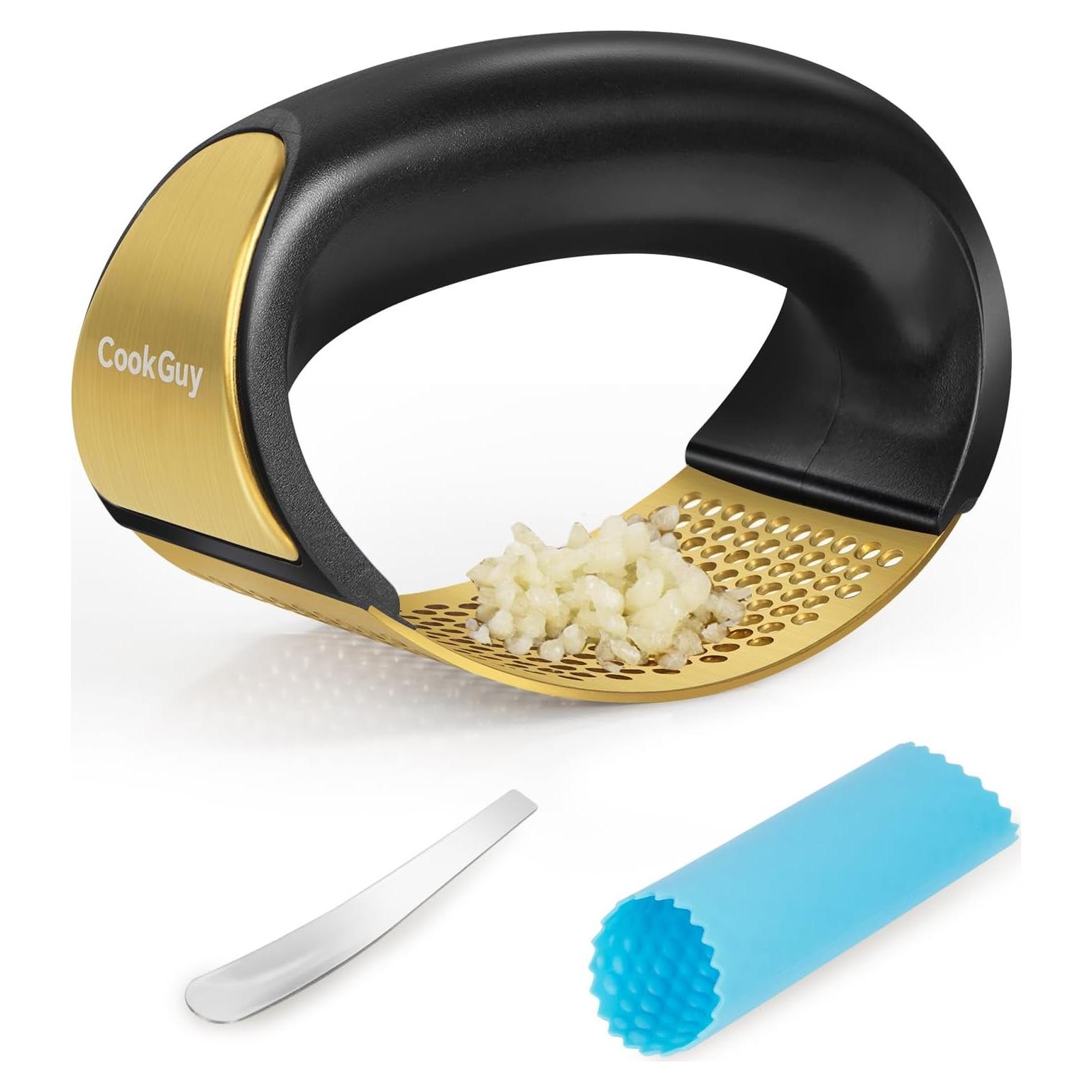 Prensa de Ajo Rocker Cook Guy de Acero Inoxidable Dorado