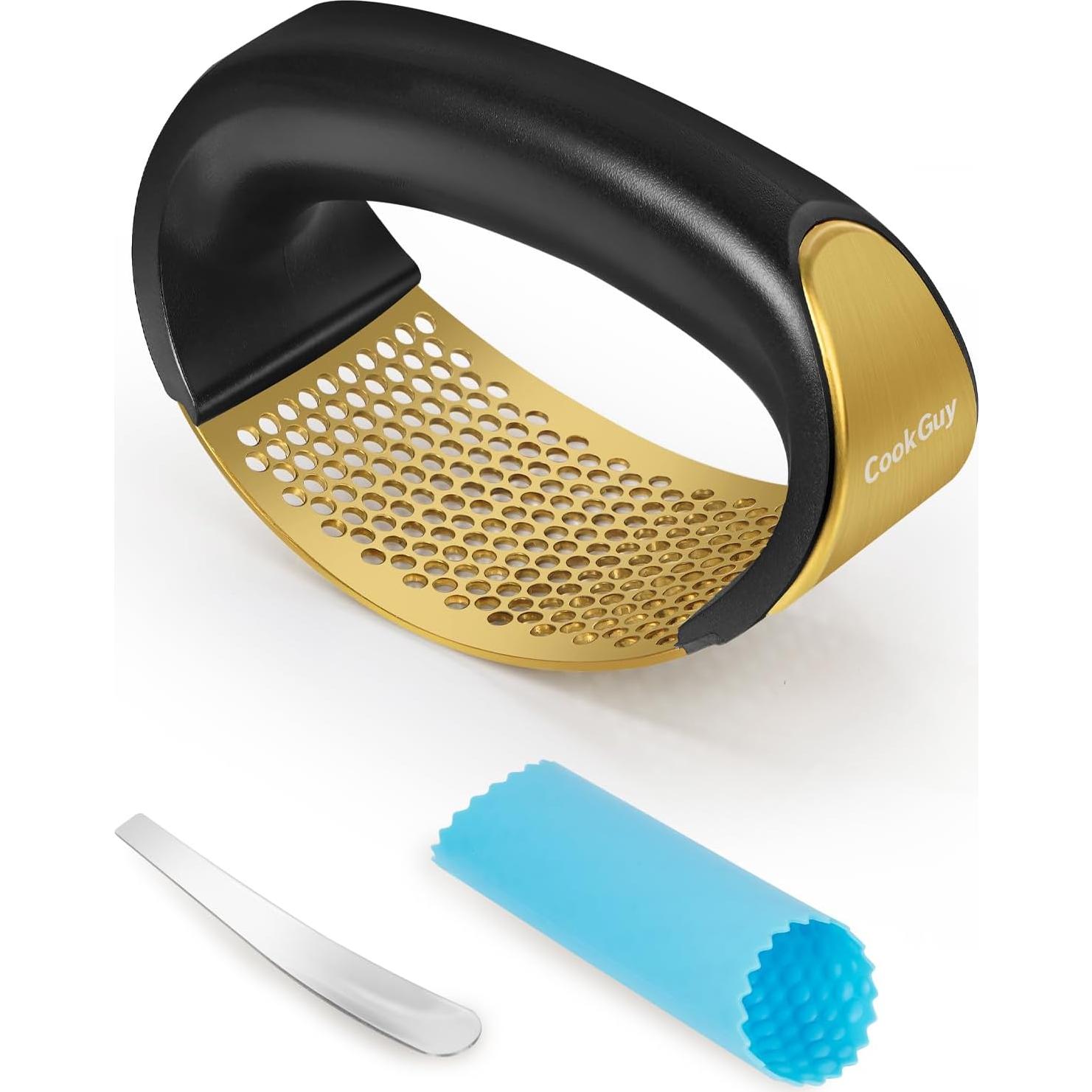 Prensa de Ajo Rocker Cook Guy de Acero Inoxidable Dorado