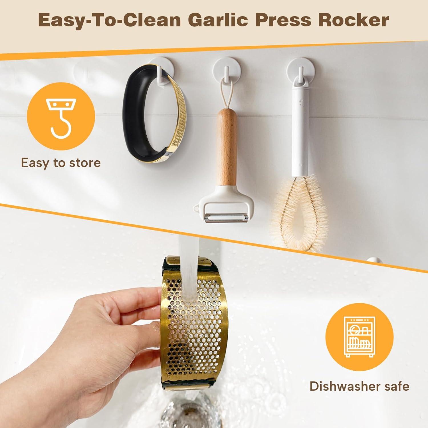 Prensa de Ajo Rocker Cook Guy de Acero Inoxidable Dorado