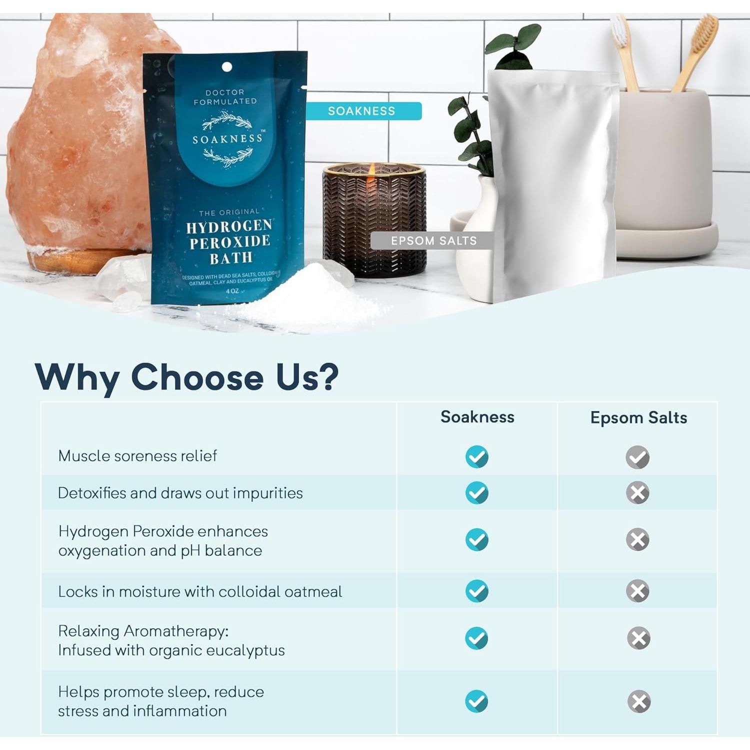 Baño de Sal de Epsom Soakness con Peróxido - 3 Paquetes