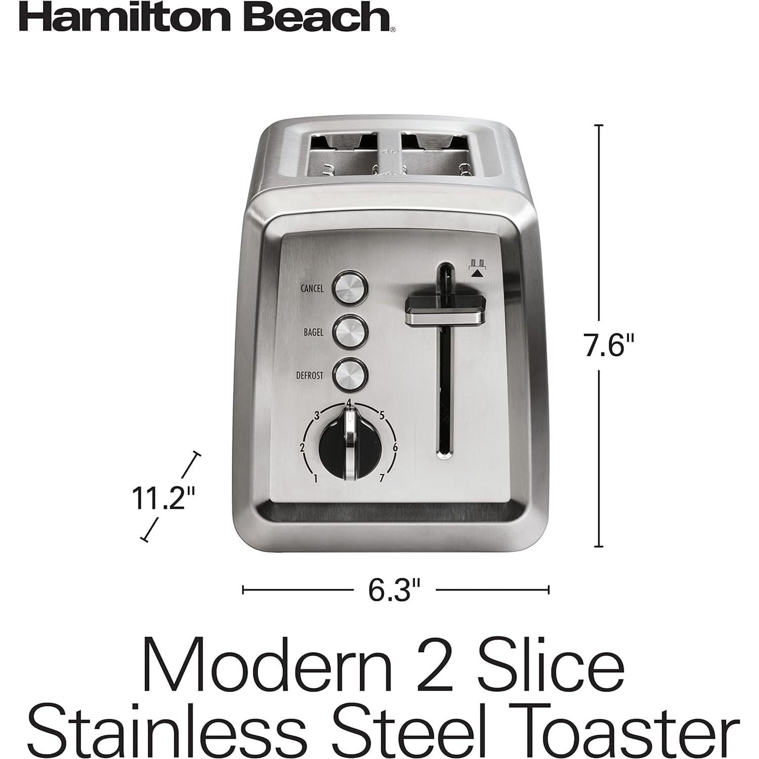 Tostadora Hamilton Beach 2 Rebanadas Acero Inoxidable 850W