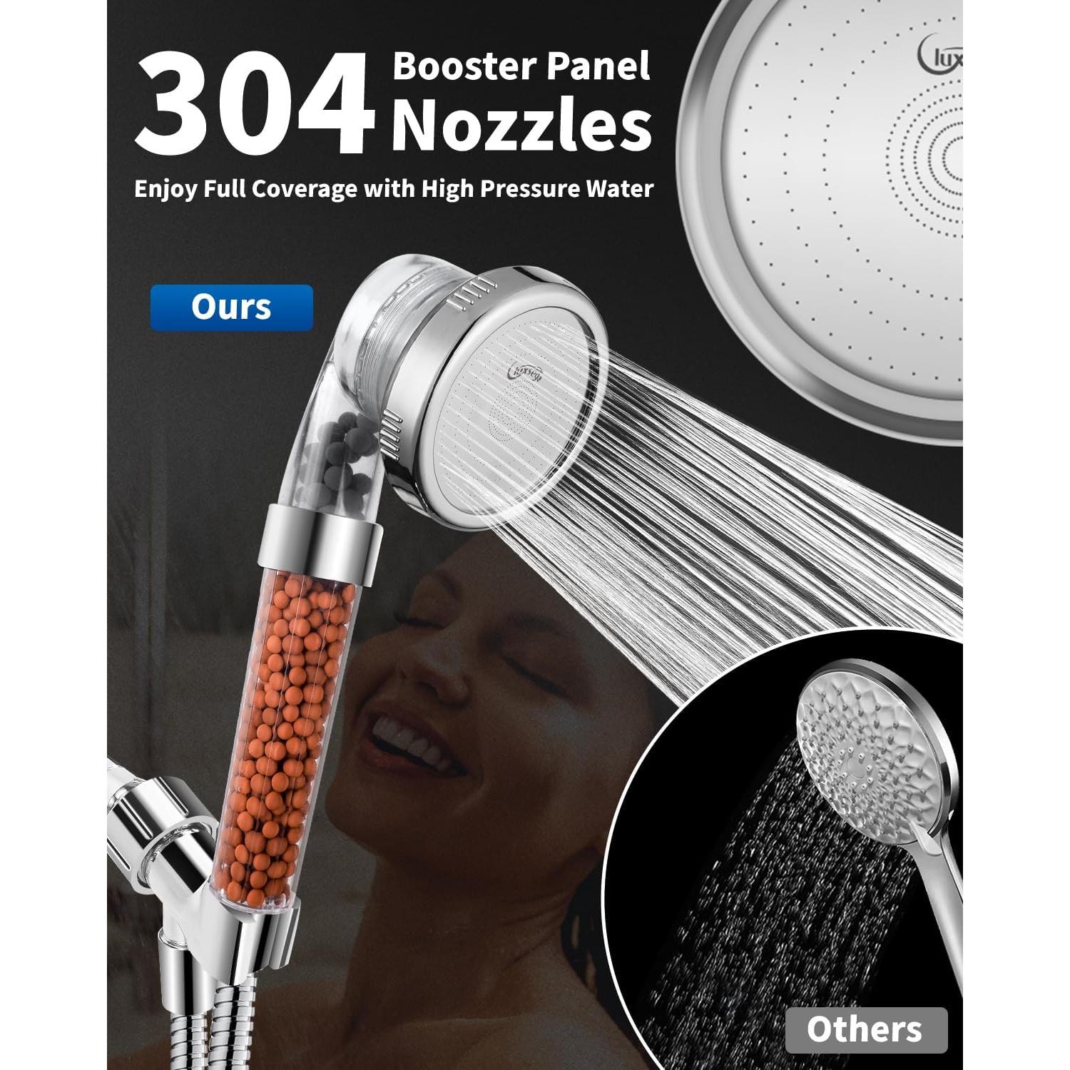 Cabezal de Ducha Filtrado Luxsego Alta Presión 3 Modos 150 cm