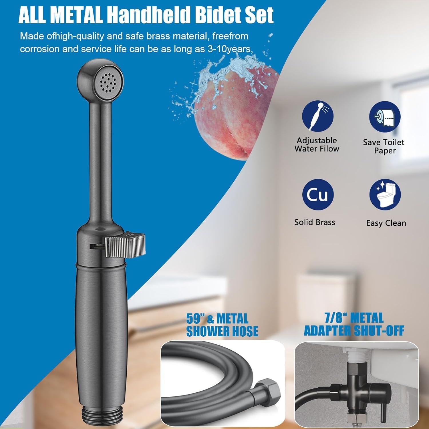 SonTiy Pulverizador de Bidet de Mano para Inodoro, Latón Negro