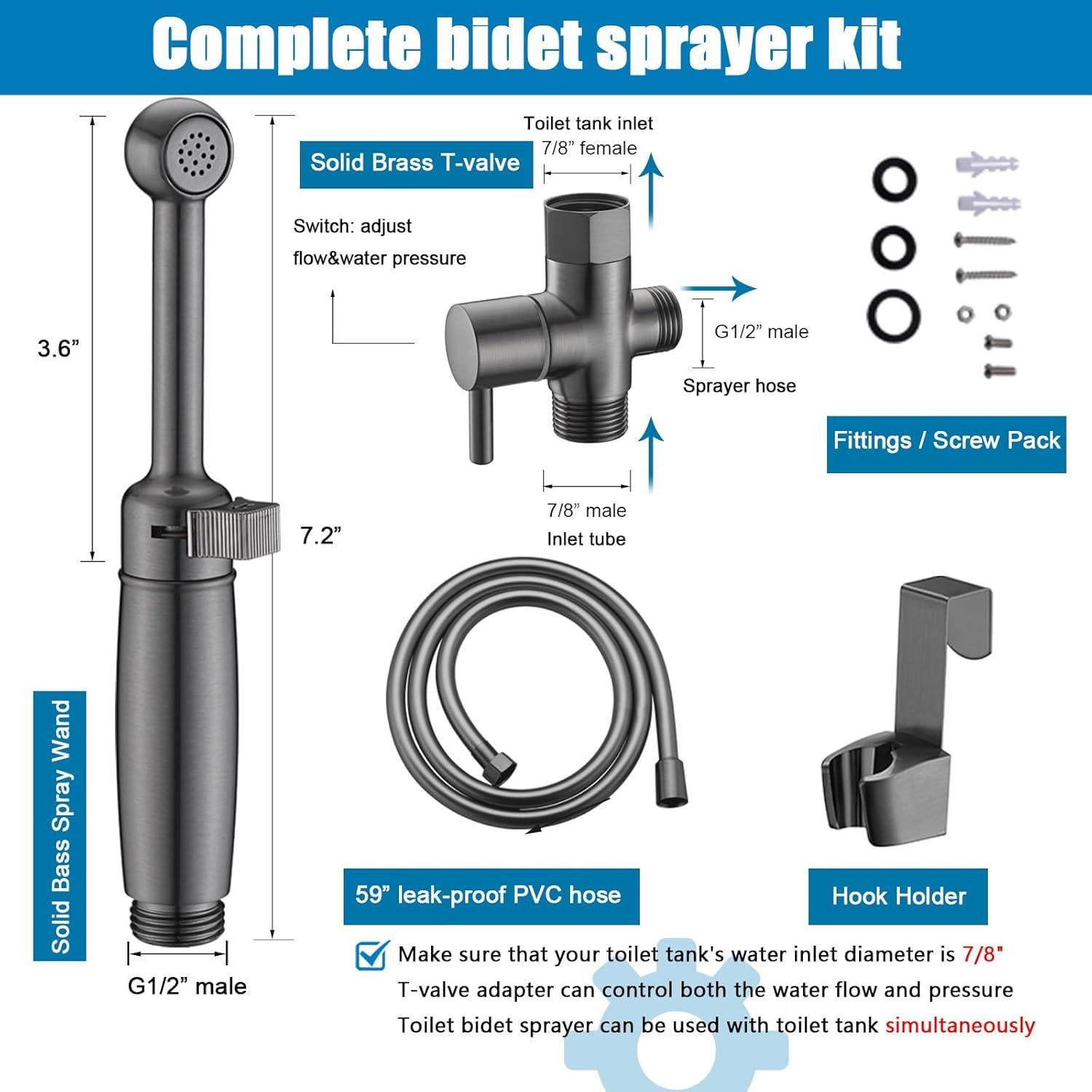 SonTiy Pulverizador de Bidet de Mano para Inodoro, Latón Negro