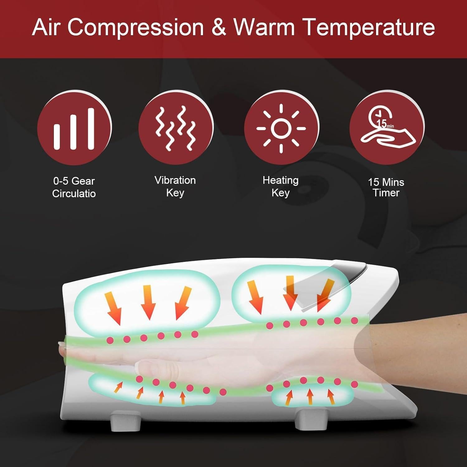Masajeador de Manos Eléctrico Xllent con Calor y Compresión