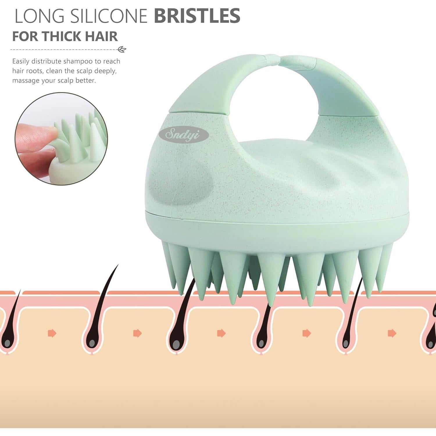 Cepillo Masajeador Sndyi para Cuero Cabelludo Verde