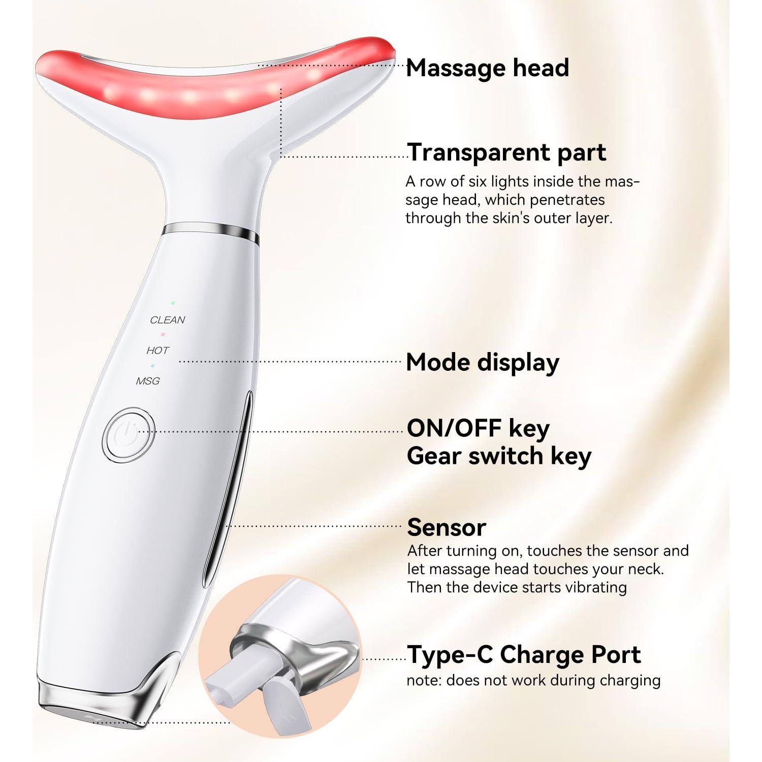 Masajeador Facial Gequip Portátil 3 Modos Cuidado Piel Blanco