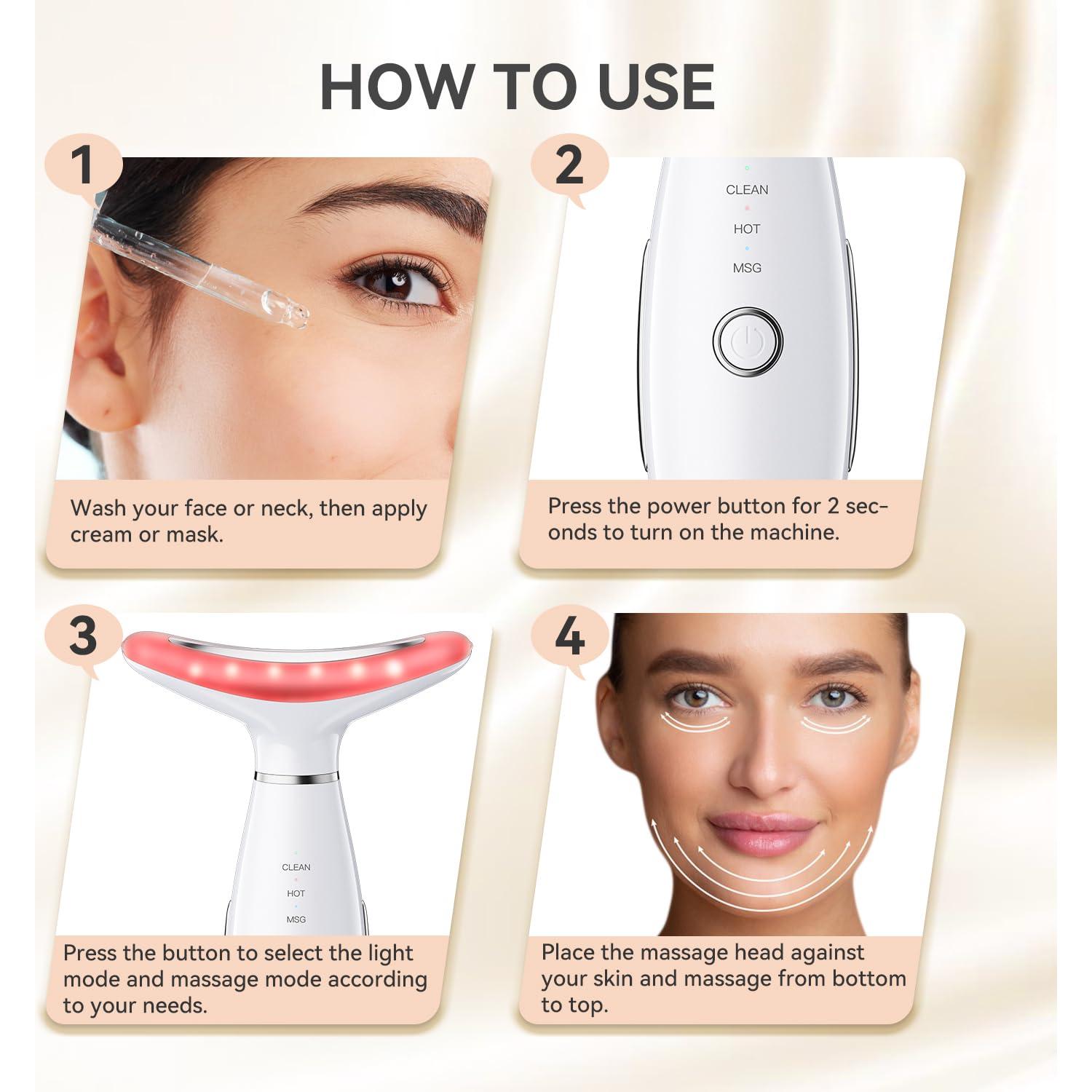 Masajeador Facial Gequip Portátil 3 Modos Cuidado Piel Blanco