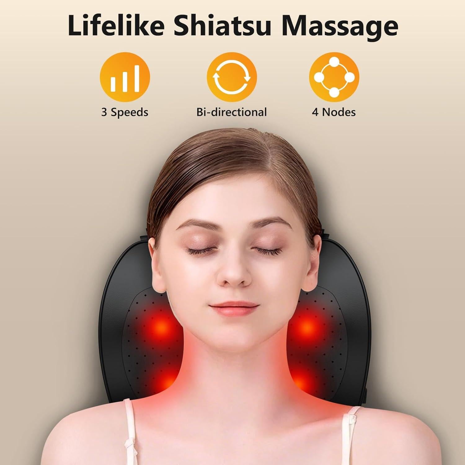 Masajeador de Espalda y Cuello Shiatsu iKristin con Calor
