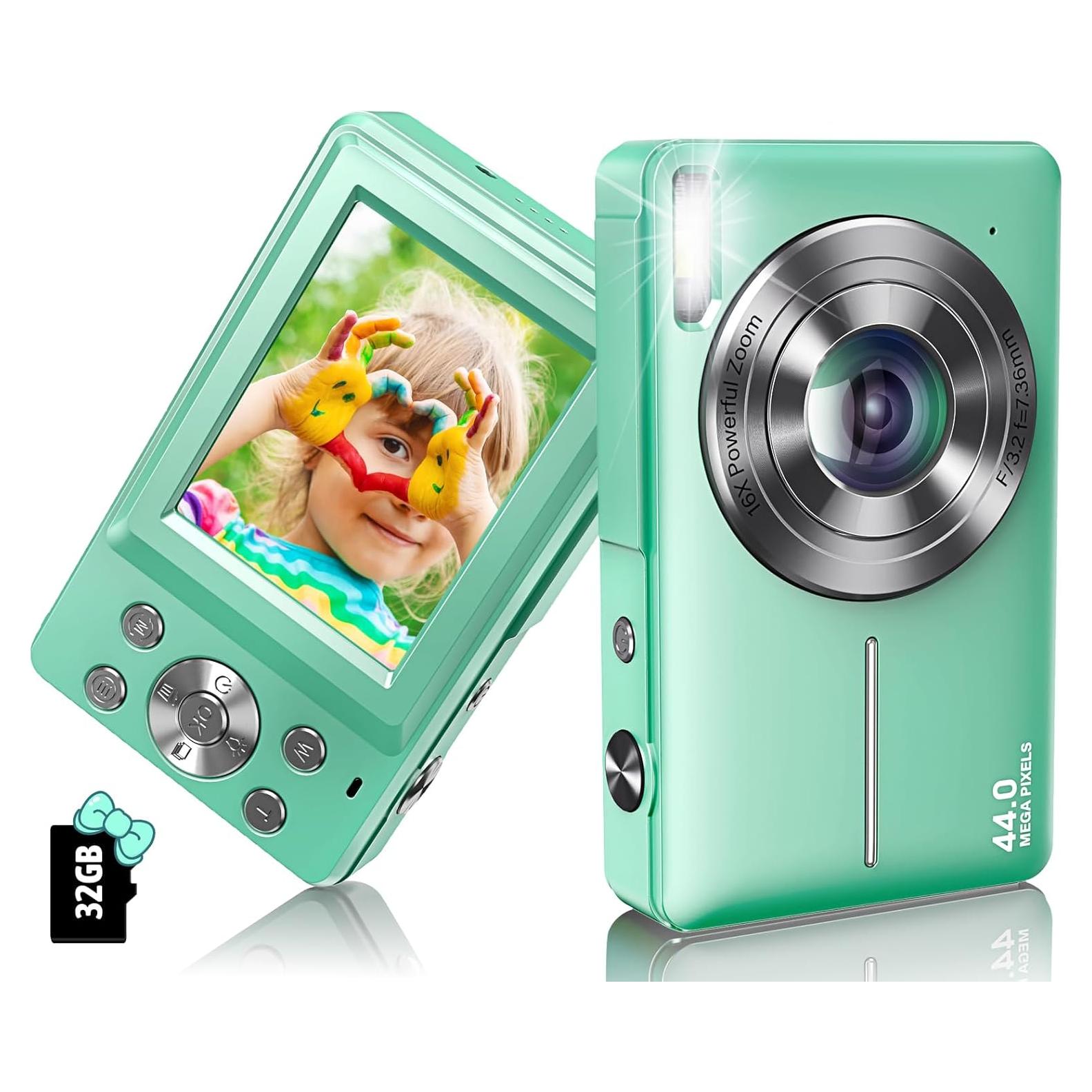 Digital Camera 1080P 44MP Digital Cameras, Digital Point and Shoot Camera for Kids with 16X Zoom, Anti-Shake, Compact Small Travel Camera for Beginner Children Boys Girls Teens Gift