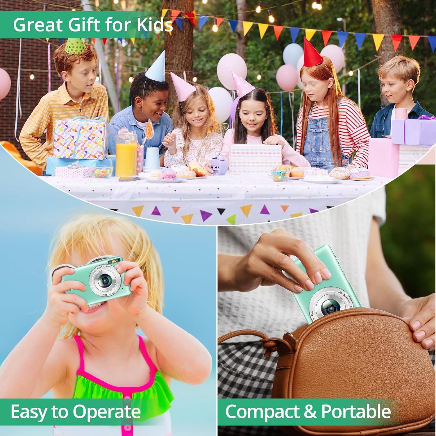 Digital Camera 1080P 44MP Digital Cameras, Digital Point and Shoot Camera for Kids with 16X Zoom, Anti-Shake, Compact Small Travel Camera for Beginner Children Boys Girls Teens Gift