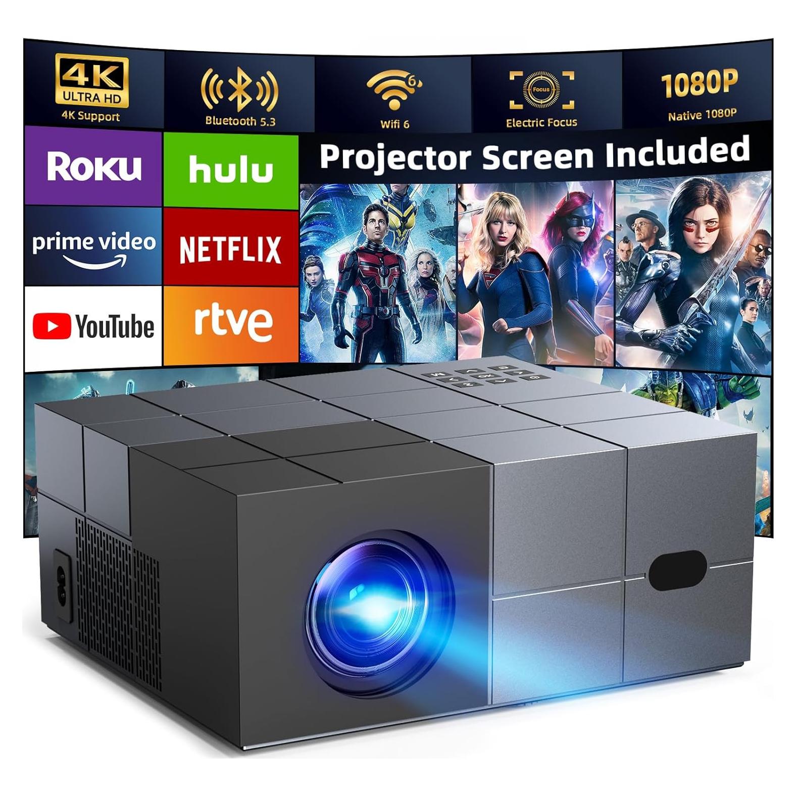 Proyector YOWHICK 20000LM Nativo 1080P WiFi Bluetooth Gris