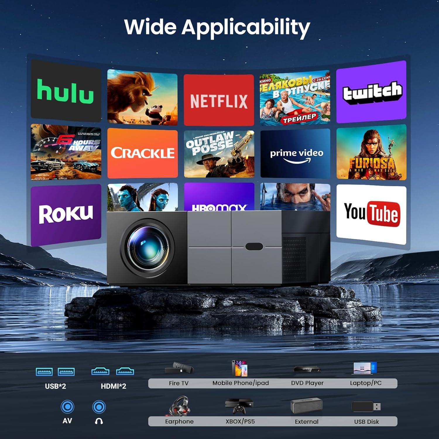 Proyector YOWHICK 20000LM Nativo 1080P WiFi Bluetooth Gris