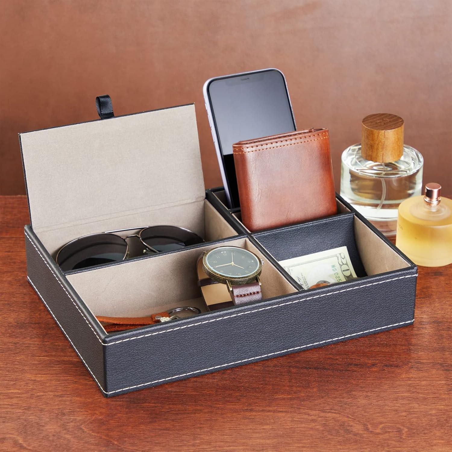 Bandeja de Valet Juvale Negra con 5 Compartimentos 25.4x18.5cm