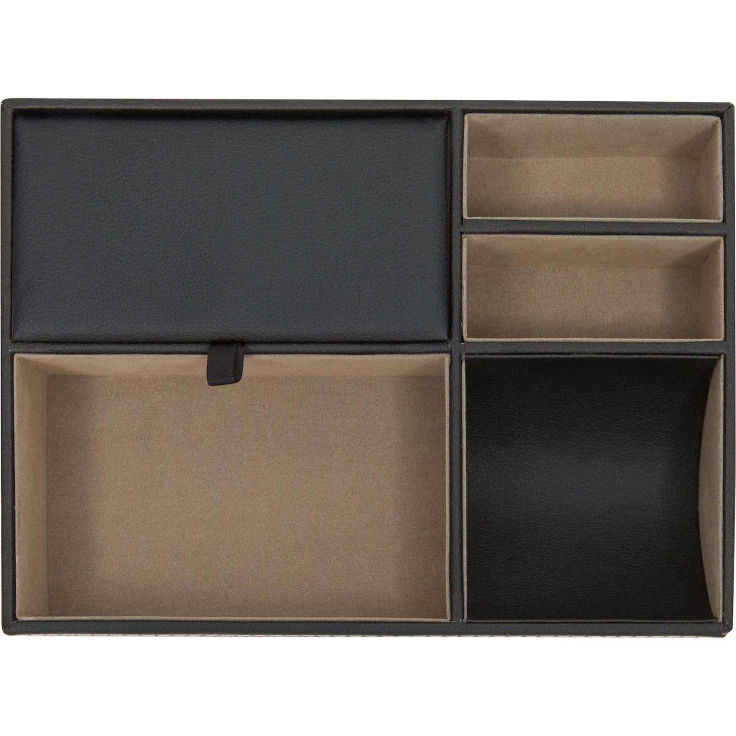 Bandeja de Valet Juvale Negra con 5 Compartimentos 25.4x18.5cm