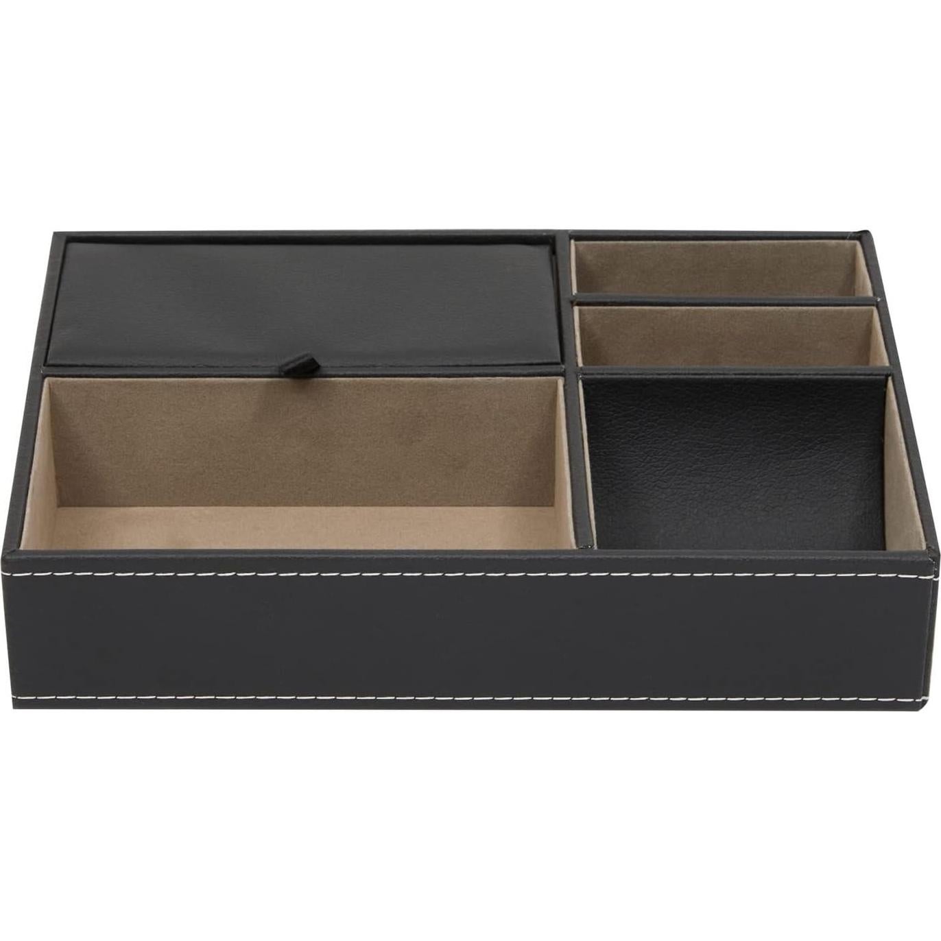 Bandeja de Valet Juvale Negra con 5 Compartimentos 25.4x18.5cm