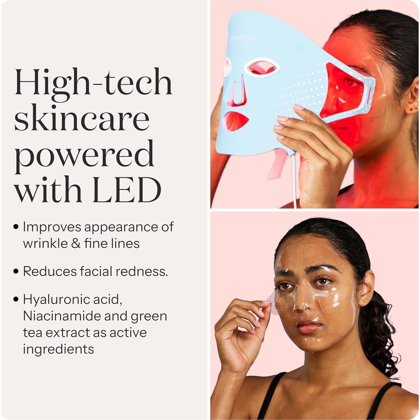 Máscara LED SmoothSkin DuoLux Terapia de Luz Roja 112 LEDs