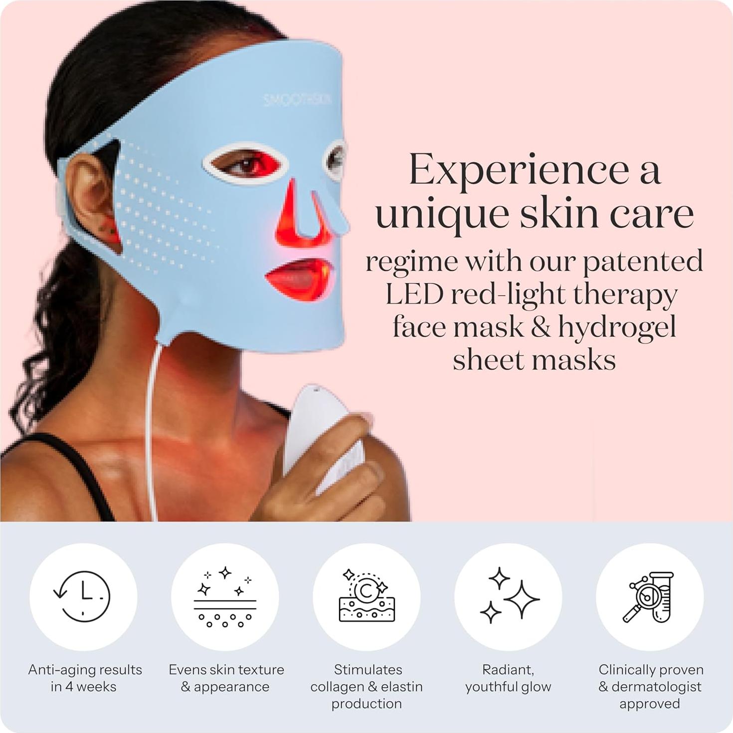 Máscara LED SmoothSkin DuoLux Terapia de Luz Roja 112 LEDs