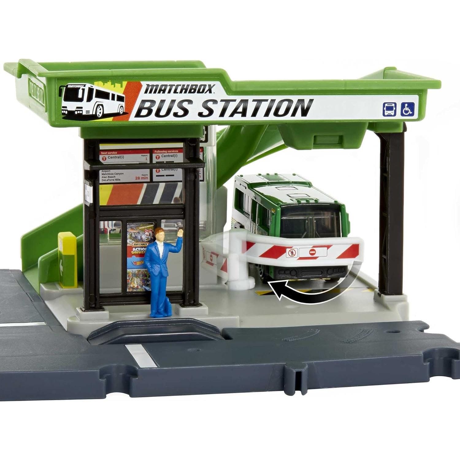 Estación de Autobuses Matchbox HDL08 con Autobús 1:64