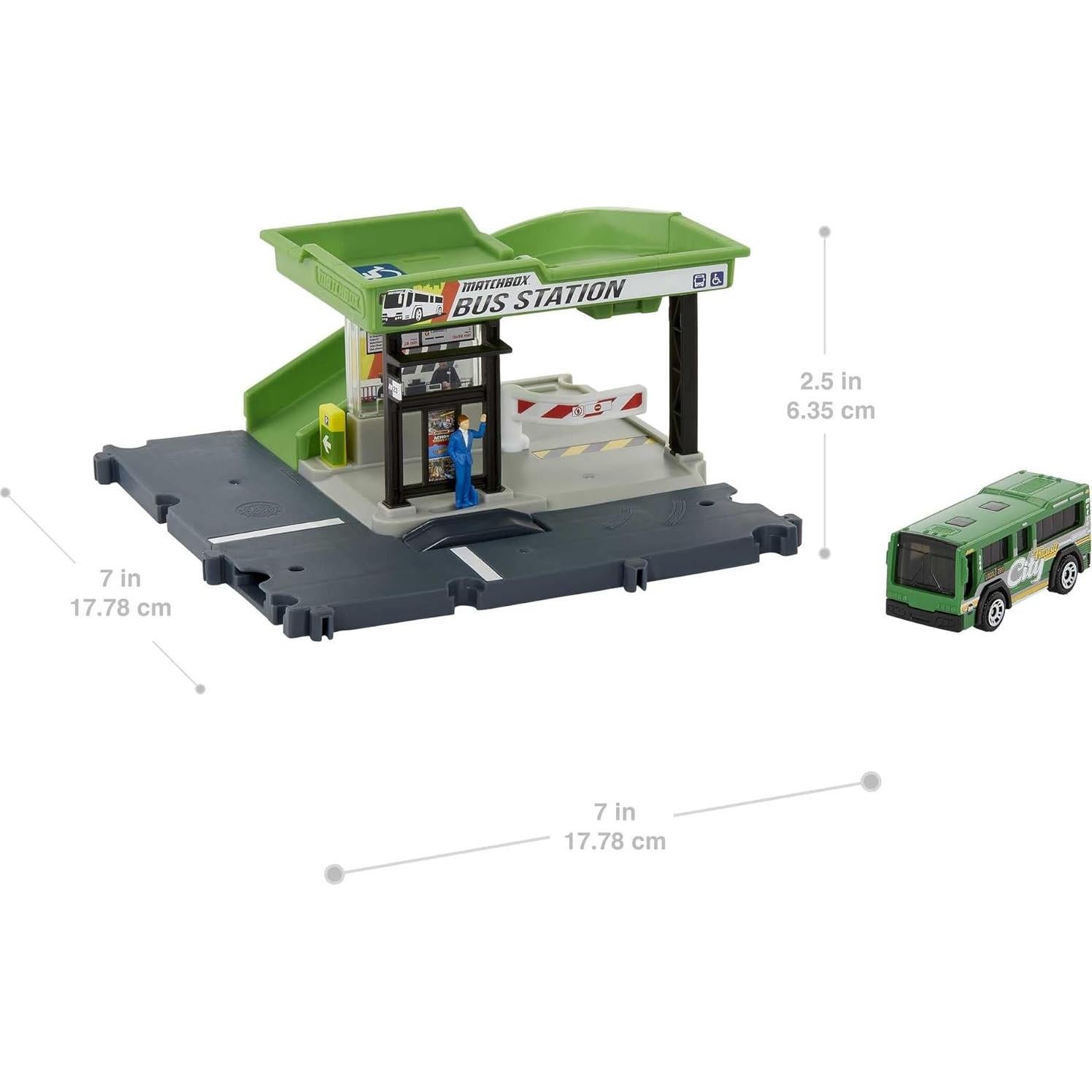 Estación de Autobuses Matchbox HDL08 con Autobús 1:64