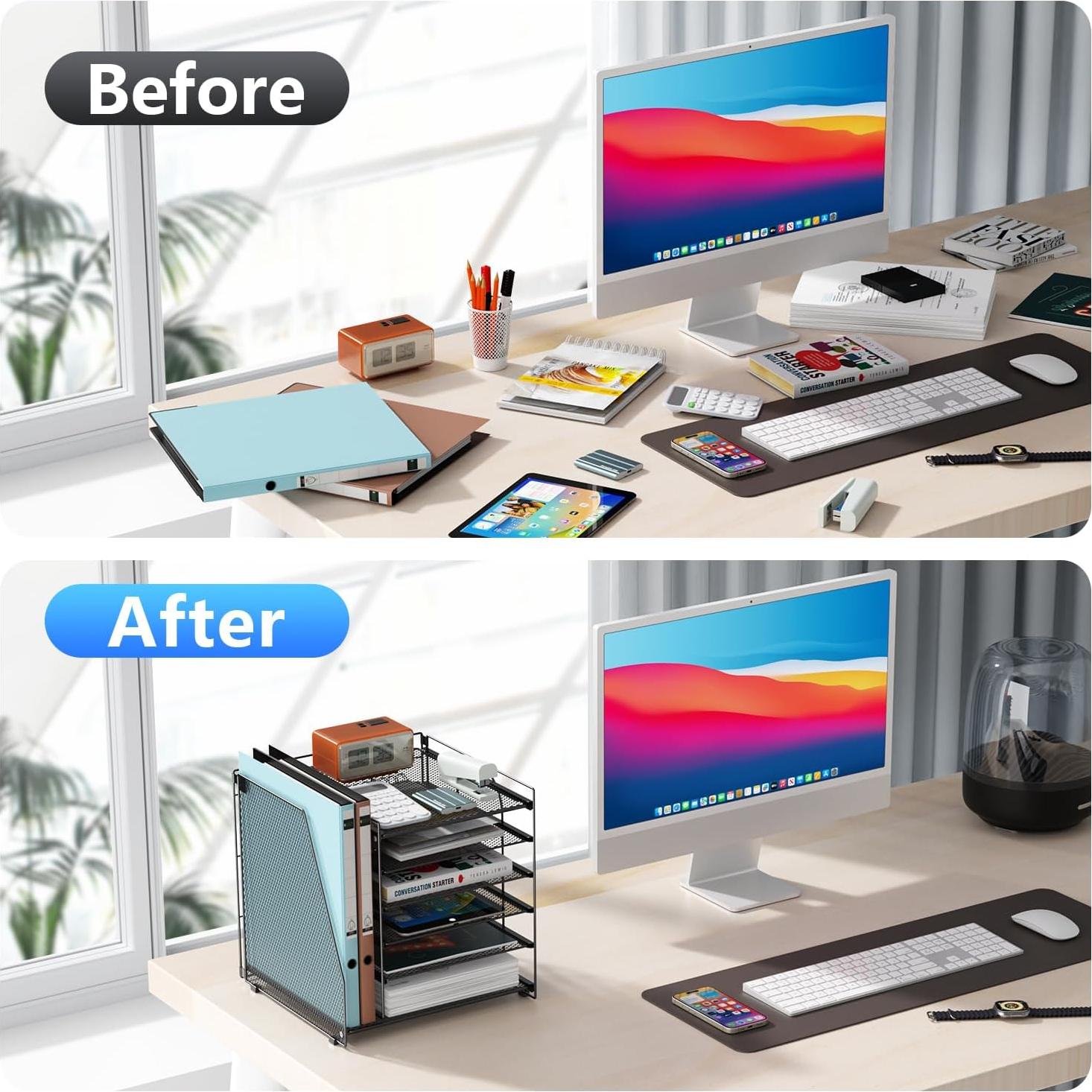 Organizador de Escritorio Gianotter 6 Niveles Metal Negro