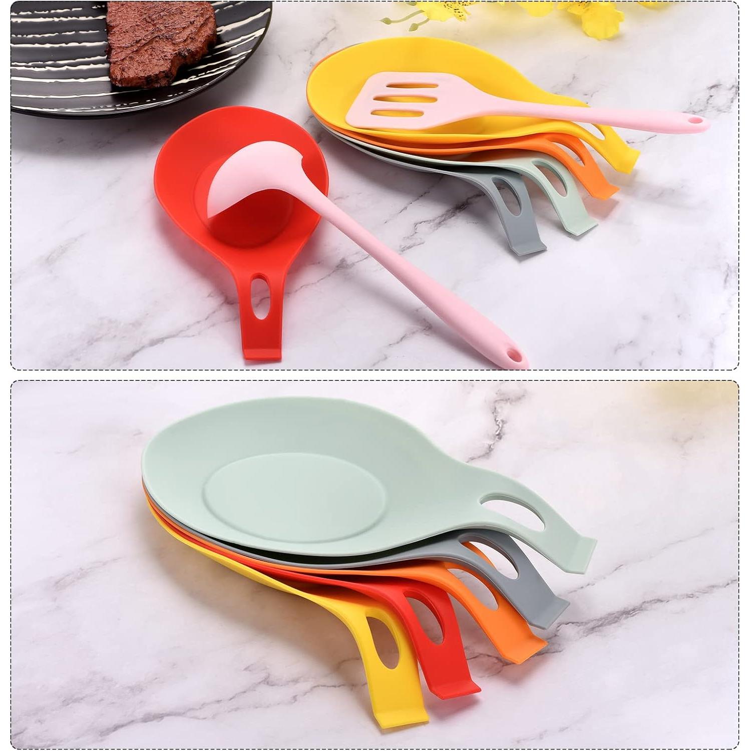 Soporte de Cuchara de Silicona uxcell 19.5x9.5cm Resistente al Calor 2Pcs