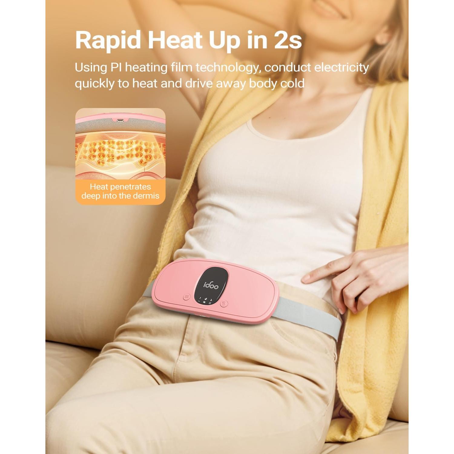 Almohadilla Térmica Portátil iDOO Rosa para Calambres Menstruales