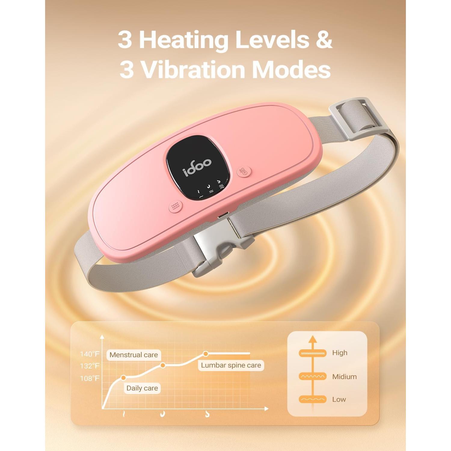 Almohadilla Térmica Portátil iDOO Rosa para Calambres Menstruales