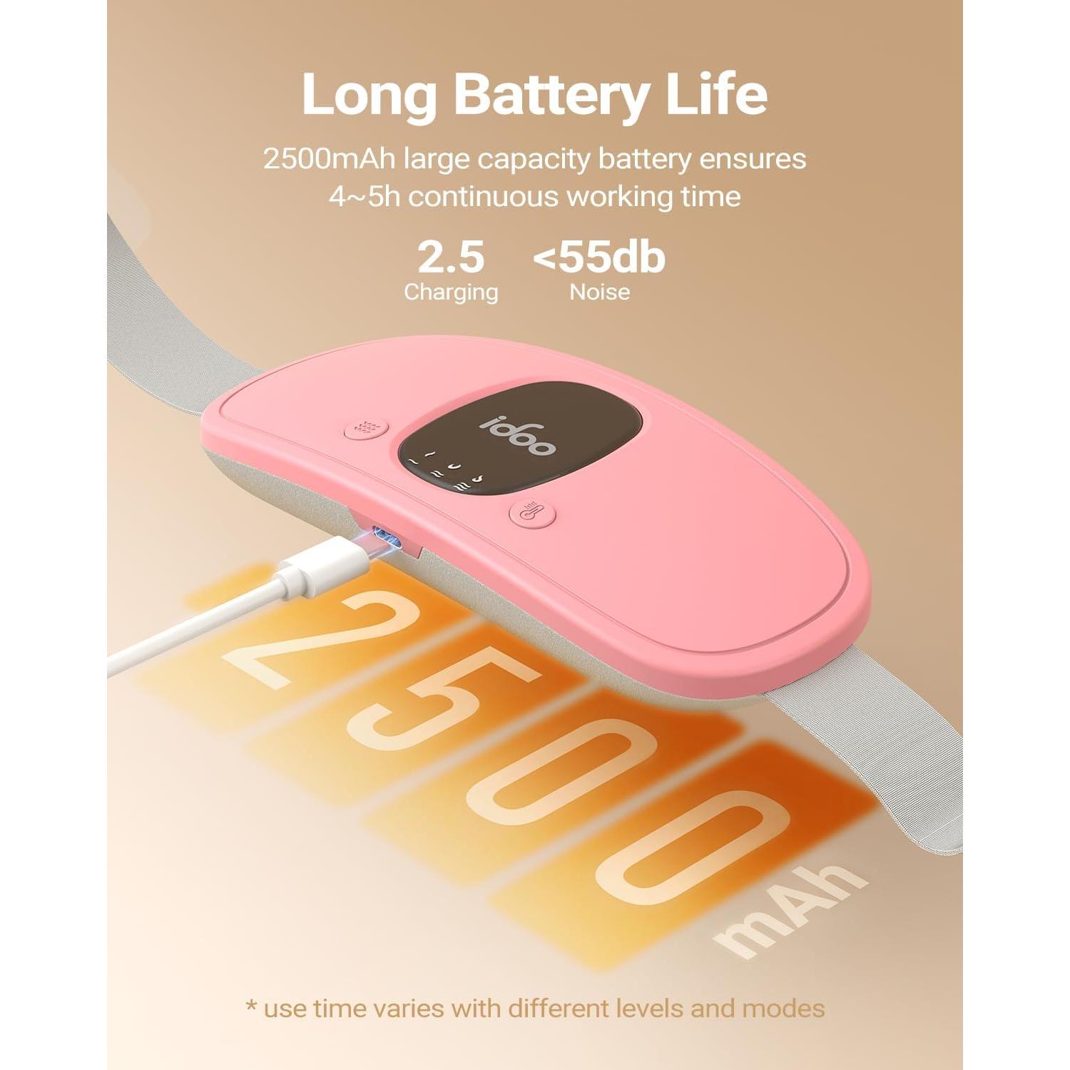 Almohadilla Térmica Portátil iDOO Rosa para Calambres Menstruales