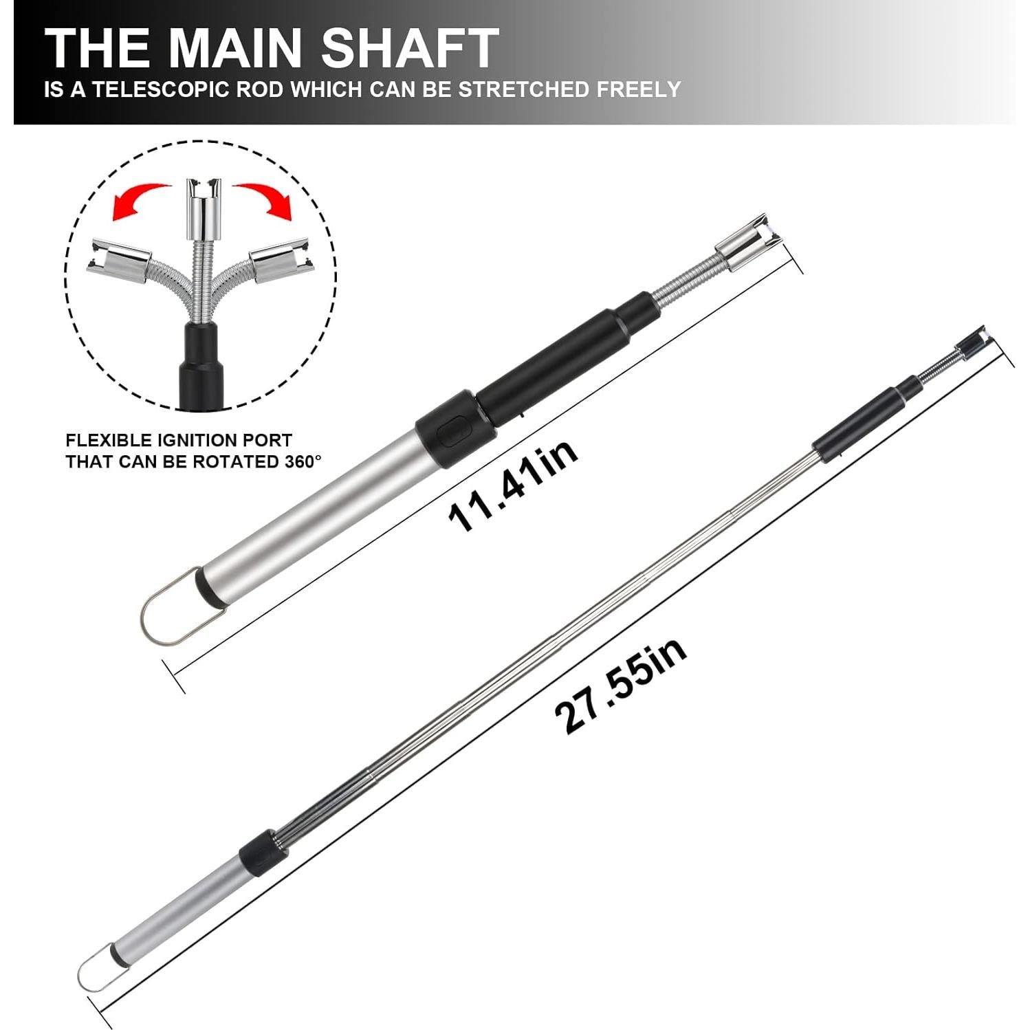 Encendedor Eléctrico Telescópico XJB YFC 360° Recargable USB