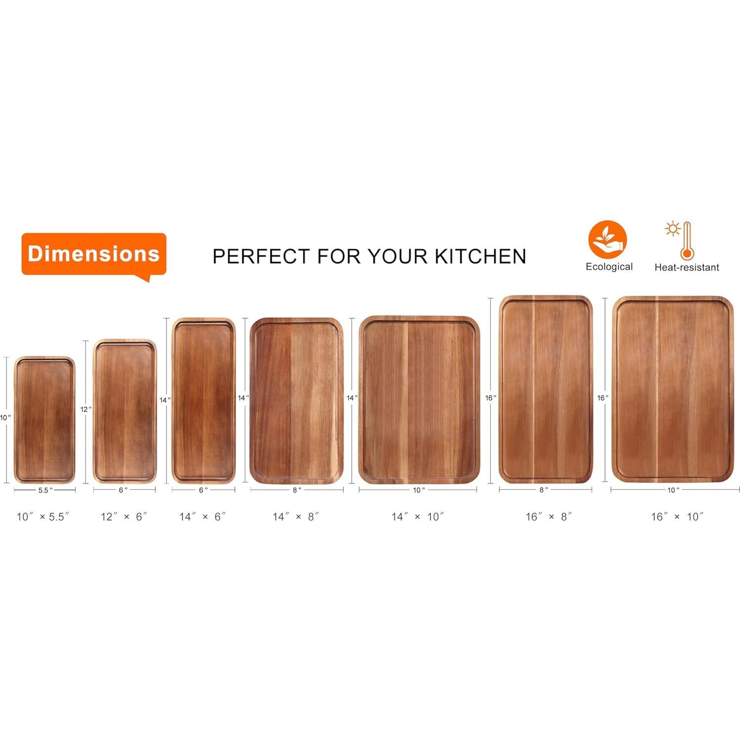 Bandeja de Madera de Acacia Ayiaren 25.4x14 cm Rectangular