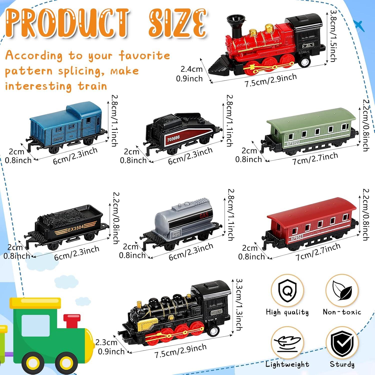 Hanaive 2 Juegos de Tren Miniatura Locomotora Retro 20cm