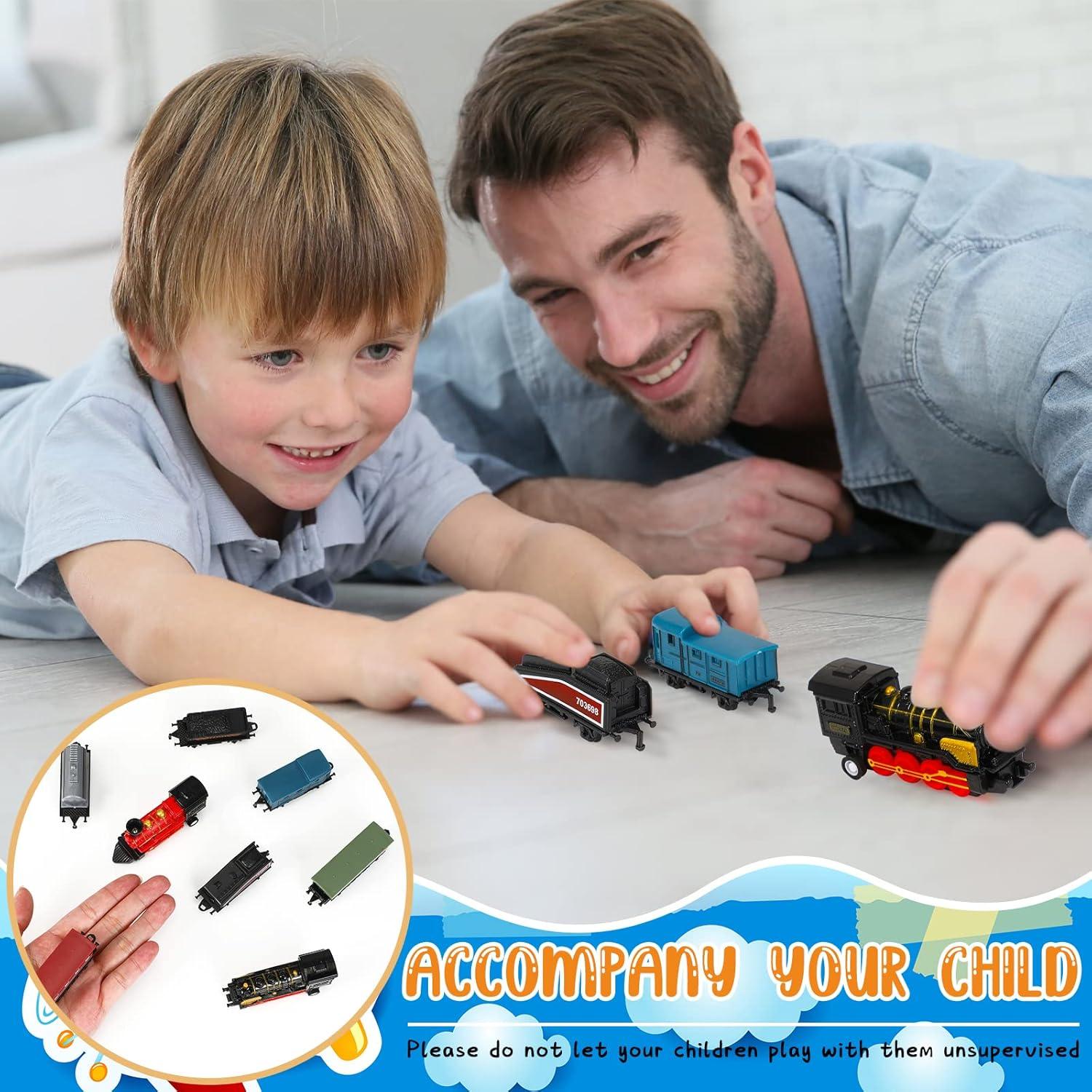 Hanaive 2 Juegos de Tren Miniatura Locomotora Retro 20cm