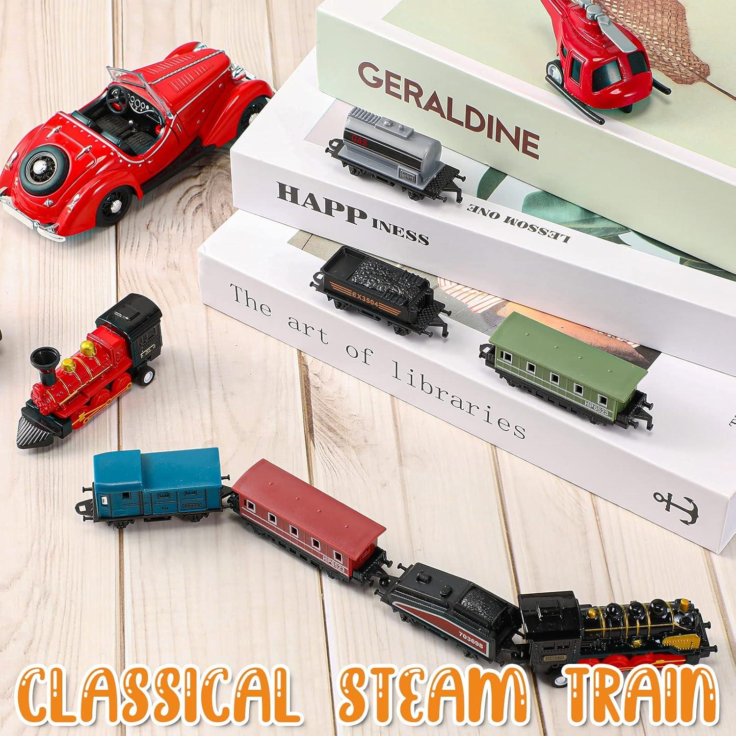 Hanaive 2 Juegos de Tren Miniatura Locomotora Retro 20cm