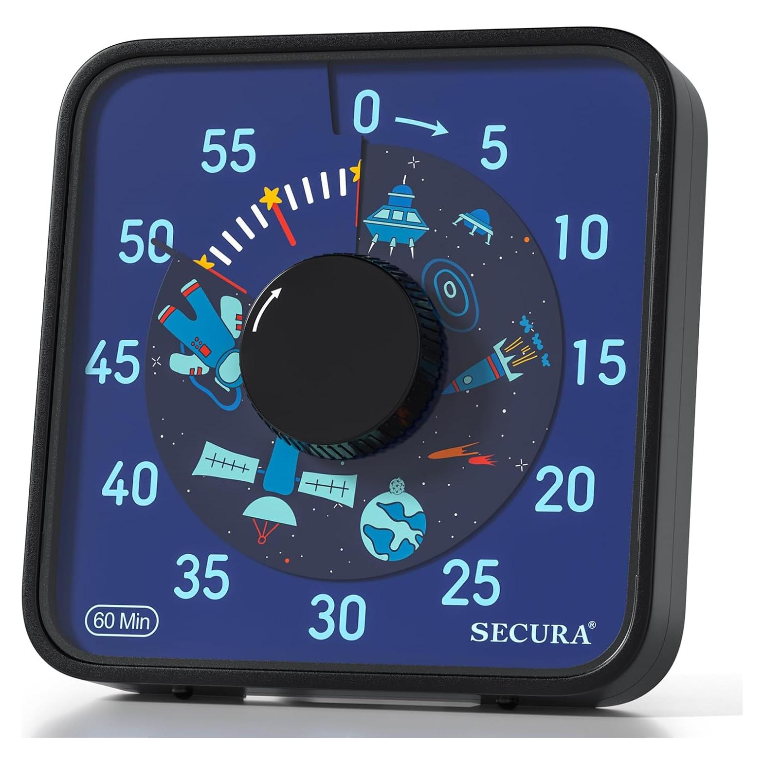 Temporizador Visual Secura 7.5" Negro Mecánico para Niños