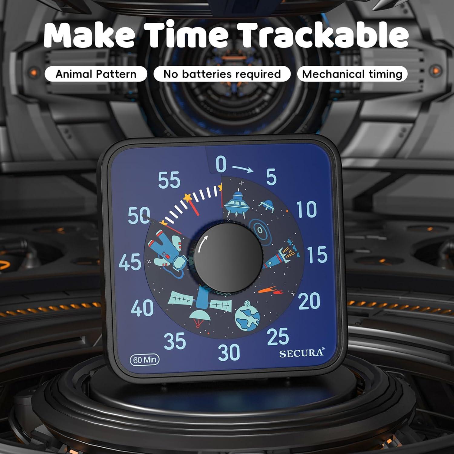 Temporizador Visual Secura 7.5" Negro Mecánico para Niños