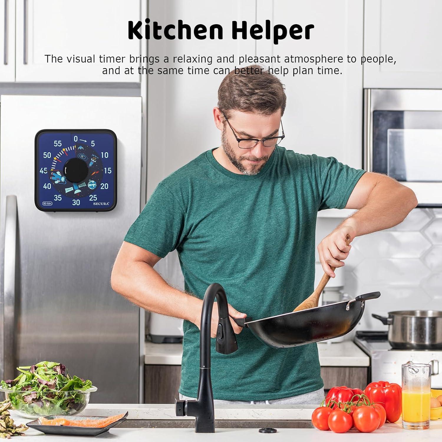 Temporizador Visual Secura 7.5" Negro Mecánico para Niños