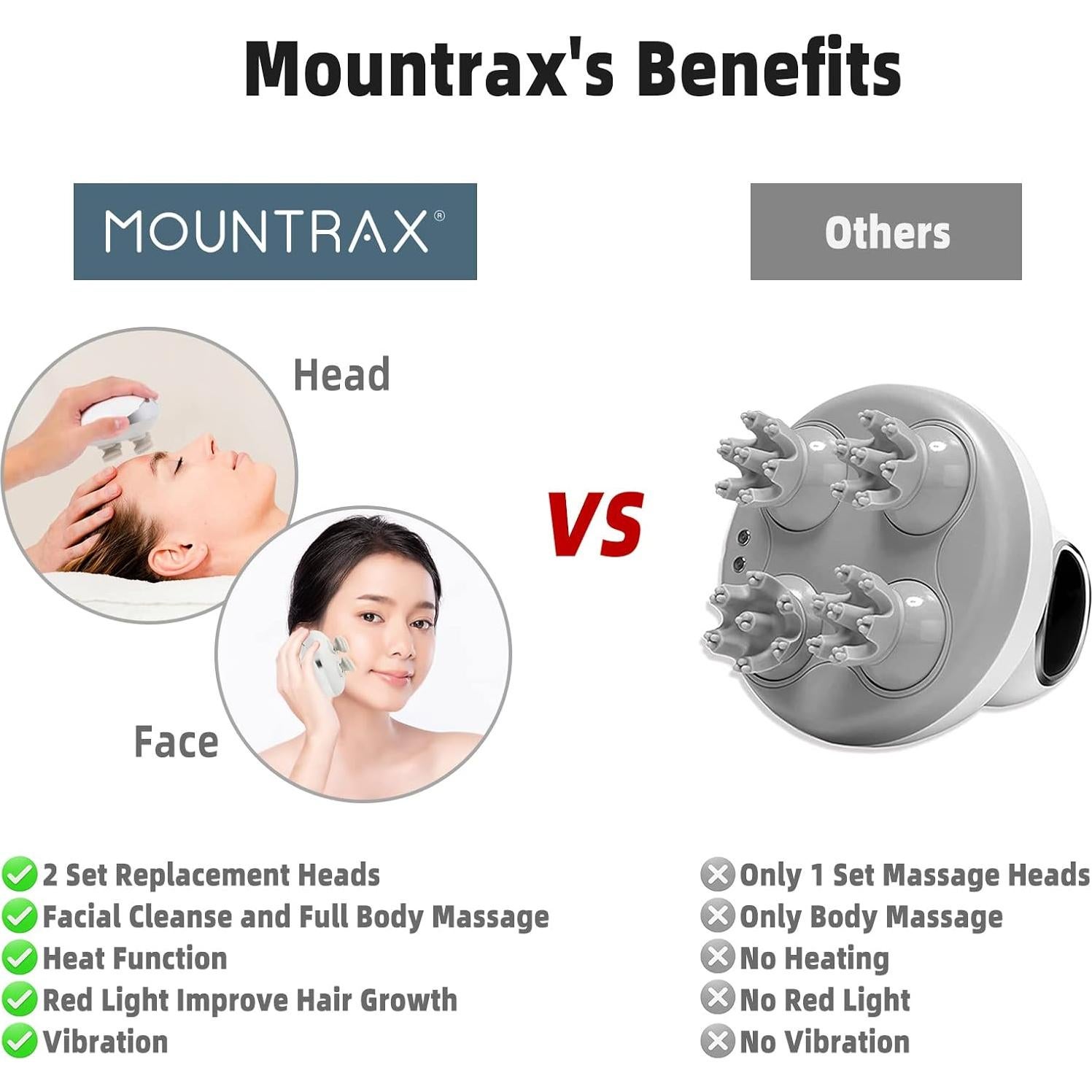 Masajeador Eléctrico MOUNTRAX 5 en 1 para Cuero Cabelludo