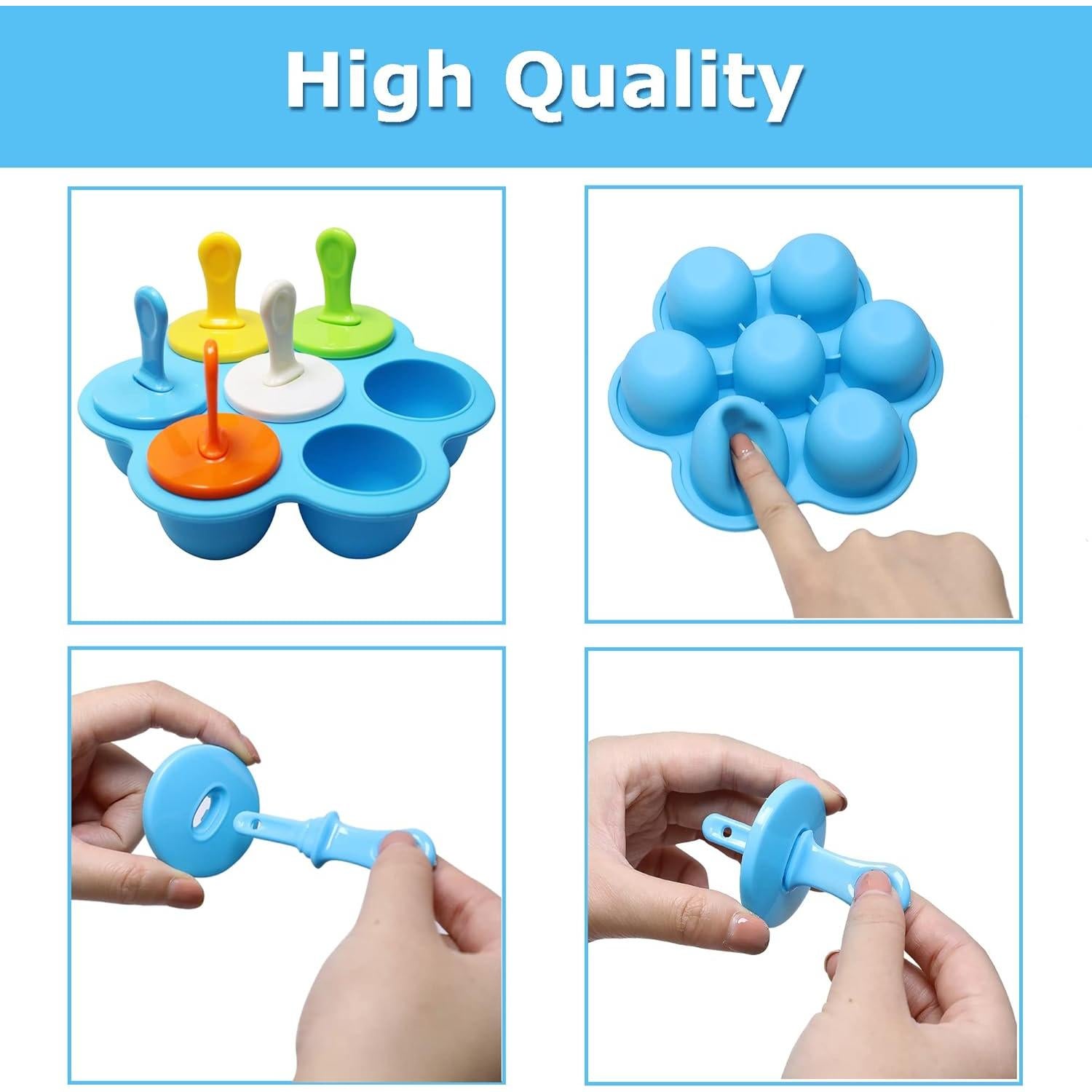 Molde de Paletas de Silicona XoYoZo 7 Cavidades Azul