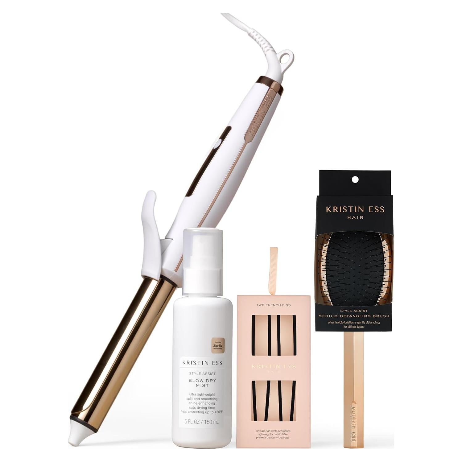 Plancha de Rizar Kristin Ess 1" Titanio + Spray Protector + Accesorios