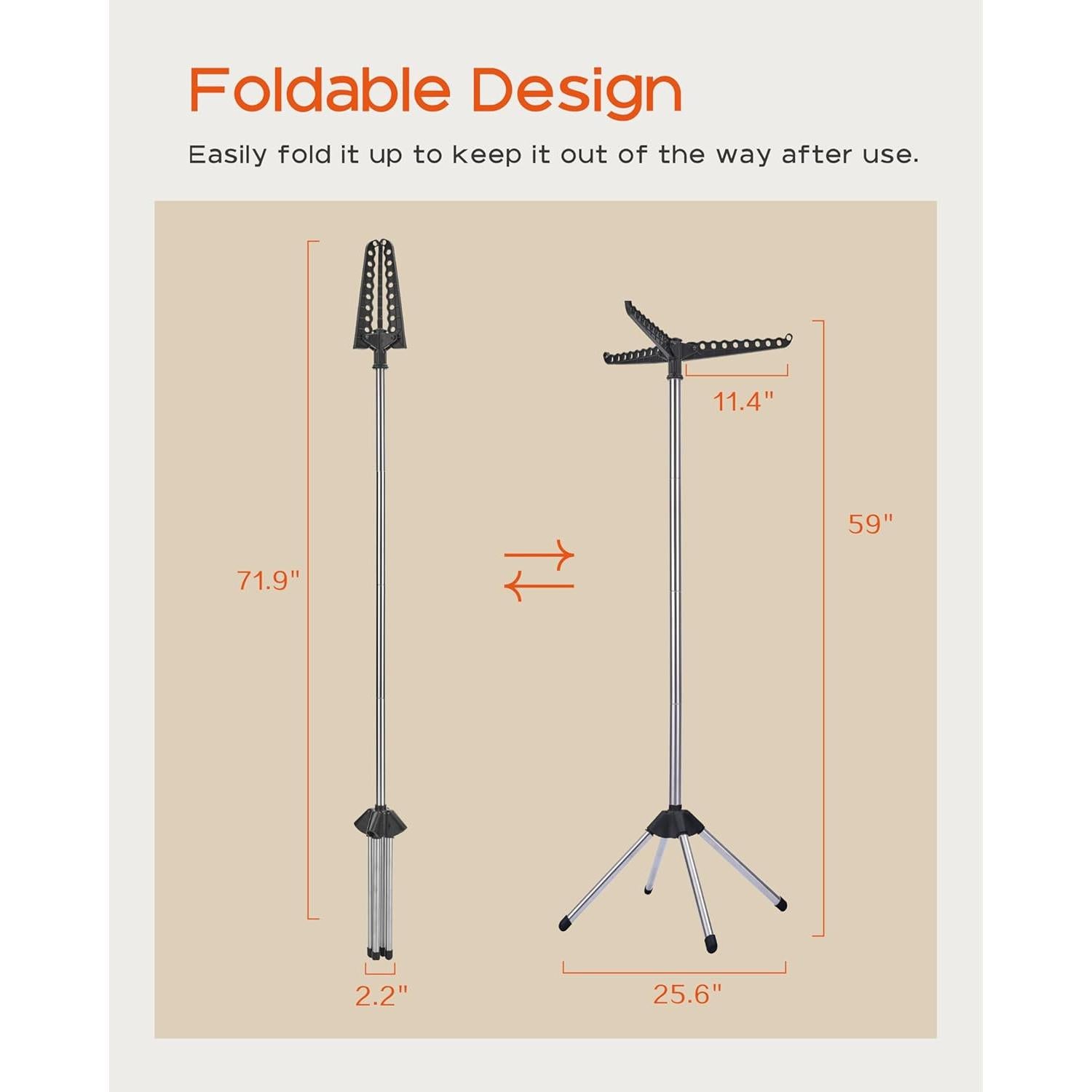 Estante para Secar Ropa Plegable CASAMAYA 150 cm Acero Inoxidable