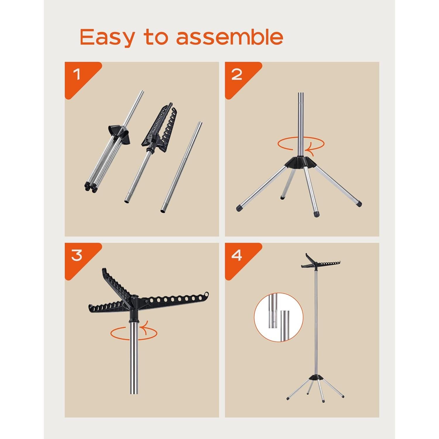 Estante para Secar Ropa Plegable CASAMAYA 150 cm Acero Inoxidable