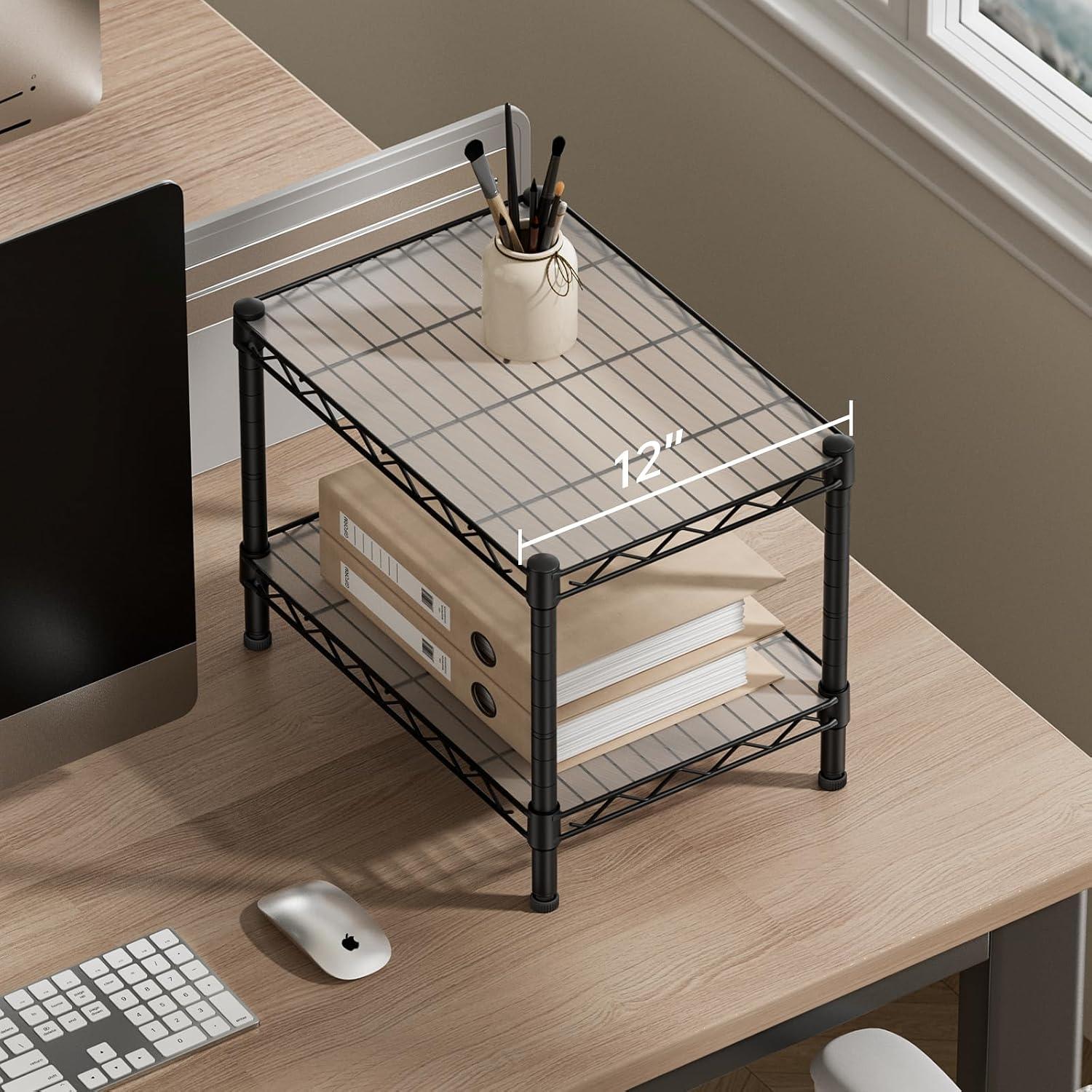 Estante de Almacenamiento SINGAYE 2 Capas Ajustable Negro 30 cm