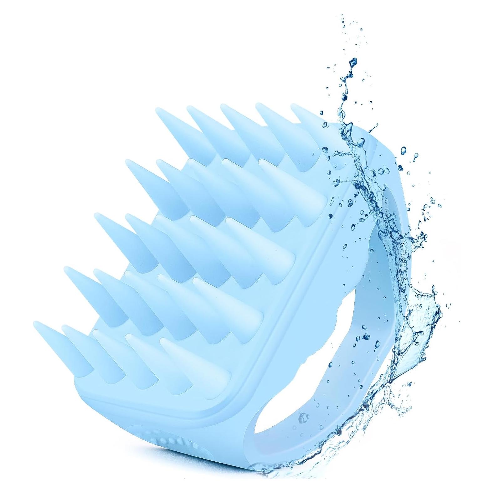 Masajeador de cuero cabelludo Bsisme azul con cerdas suaves