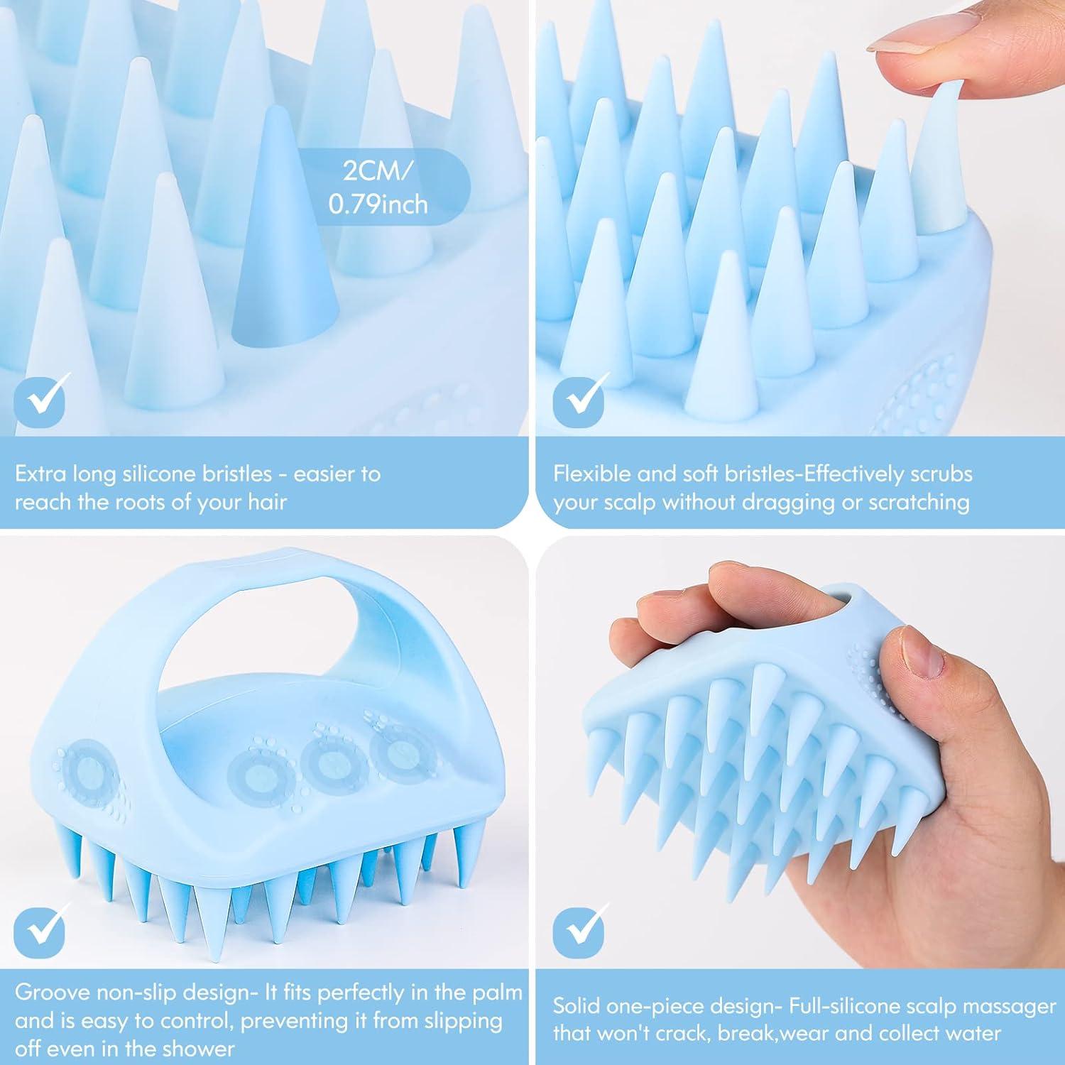 Masajeador de cuero cabelludo Bsisme azul con cerdas suaves