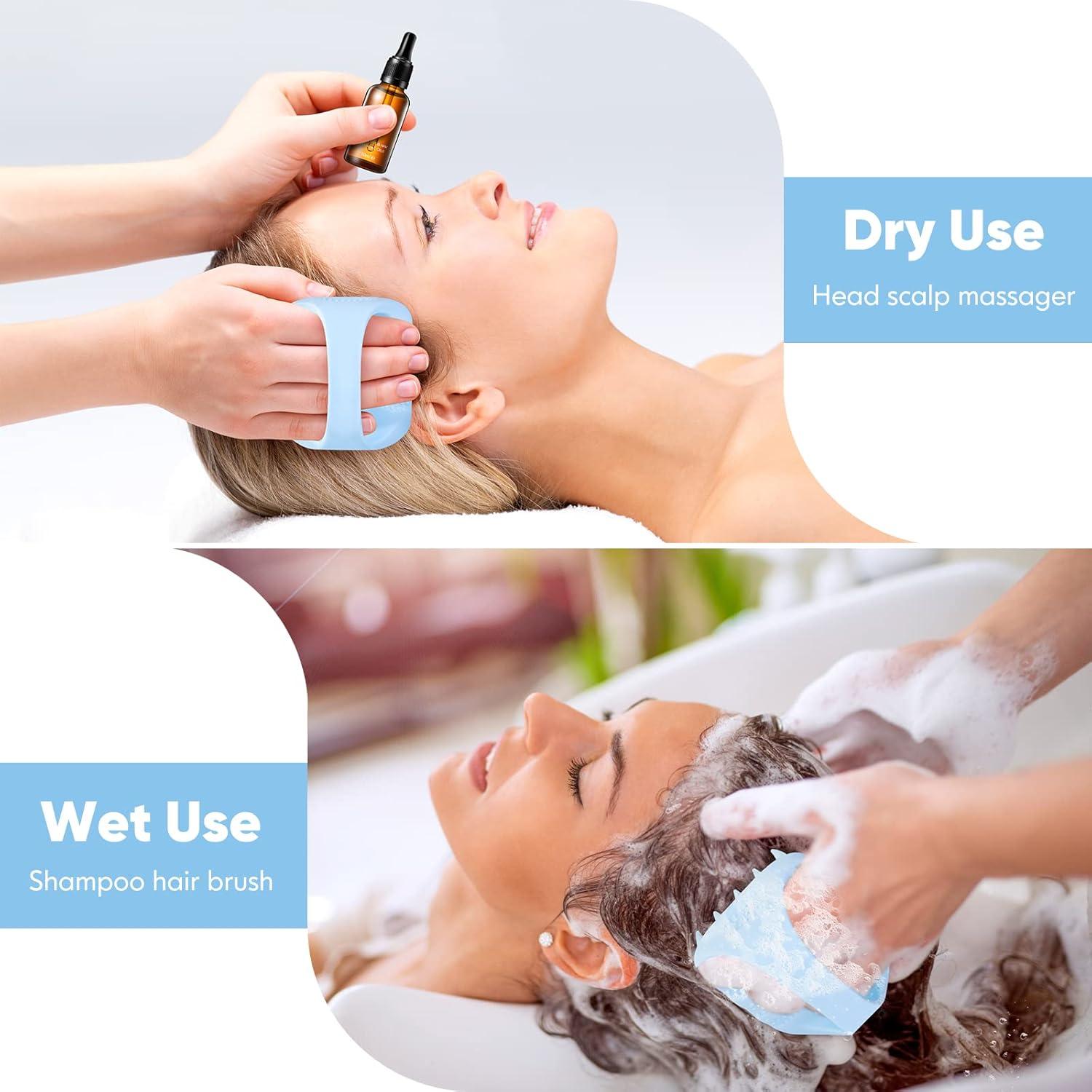 Masajeador de cuero cabelludo Bsisme azul con cerdas suaves